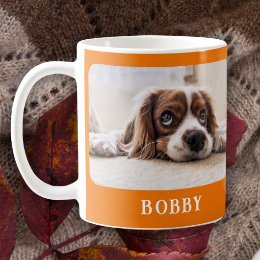 Hund Foto Haustier Minimalistisch Orange Frohe Wei Kaffeetasse