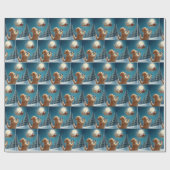 Hund fotografieren den Weihnachtsmann in Sleigh Geschenkpapier (Flach)