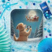 Hund fotografieren den Weihnachtsmann in Sleigh Pappteller (Party)