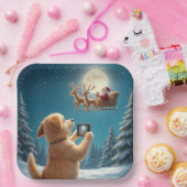 Hund fotografieren den Weihnachtsmann in Sleigh Pappteller (Party)