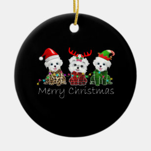 Hund  Frohe Weihnachten Maltesisch Keramik Ornament