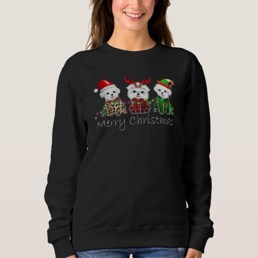 Hund| Frohe Weihnachten Maltesisch Sweatshirt (Vorderseite)