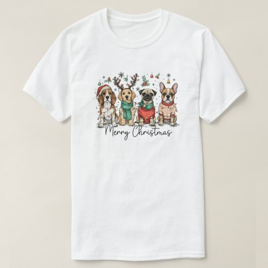 Hund Frohe Weihnachten T-Shirt (Design vorne)