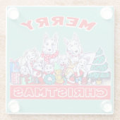 Hund frohe Weihnachten White Shepherd Holiday GSD Glasuntersetzer (Rückseite)