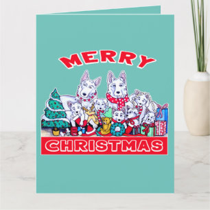 Hund frohe Weihnachten White Shepherd Holiday GSD Karte
