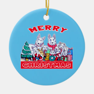 Hund frohe Weihnachten White Shepherd Holiday GSD Keramik Ornament