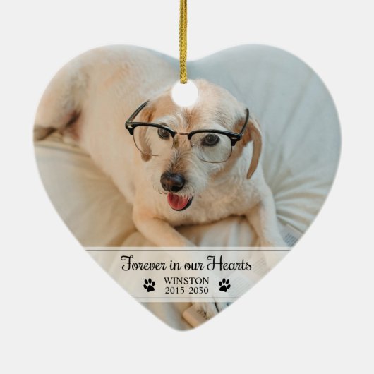 Hund für immer in unserem Herz-Foto Keramik Ornament (Hinten)