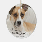 Hund für immer in unserem Herz-Foto Keramik Ornament (Links)