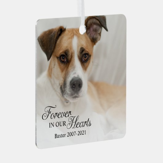 Hund für immer in unserem Herz-Foto Ornament Aus Metall (Vorderseite Rechts)