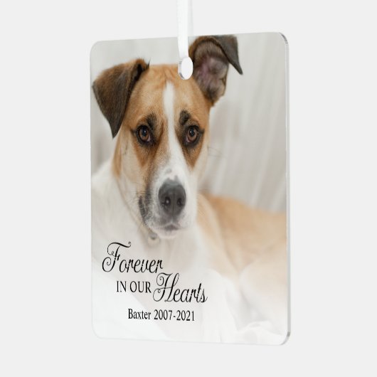 Hund für immer in unserem Herz-Foto Ornament Aus Metall (Vorderseite links)