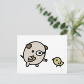 Hund Fütternd Vögel Postkarte (Stehend Vorderseite)