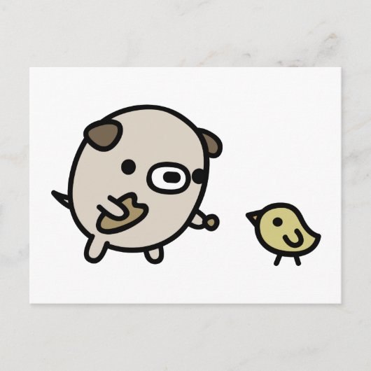 Hund Fütternd Vögel Postkarte (Vorderseite)