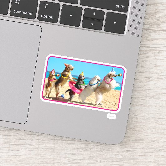 Hund Geburtstag Party Conga Line Aufkleber (Detail)