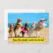 Hund Geburtstag Party Conga Line Einladungspostkarte (Vorne/Hinten)