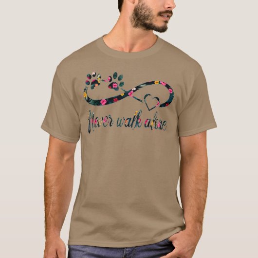 Hund geht nie allein zu Fuß Hund lange Blume T-Shirt (Vorderseite)