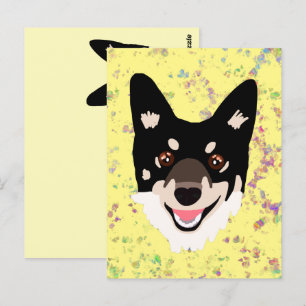 Hund gelb  postkarte