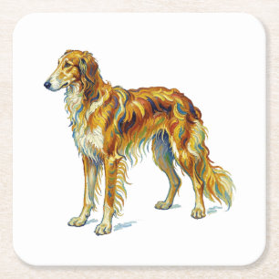 Hund Geschenk Lebendige Bunte Saluki Hund Design Rechteckiger Pappuntersetzer