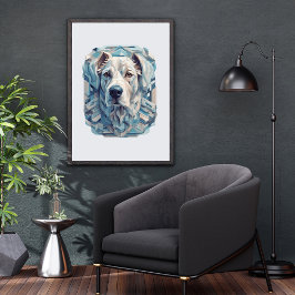 Hund Gesicht bläulich graues ästhetisches Mosaik [ Poster