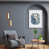 Hund Gesicht bläulich graues ästhetisches Mosaik [ Poster