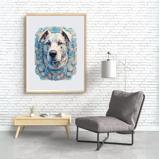 Hund Gesicht bläulich graues ästhetisches Mosaik [ Poster