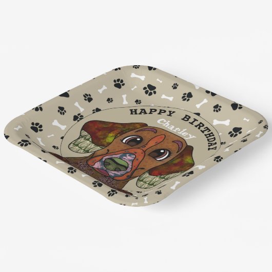 Hund Gesicht Englisch Pointer Geburtstag Pappteller (Gewinkelt)