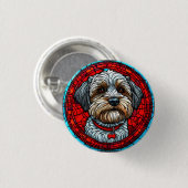 Hund gesteinigte Glaskunst Button (Vorne & Hinten)
