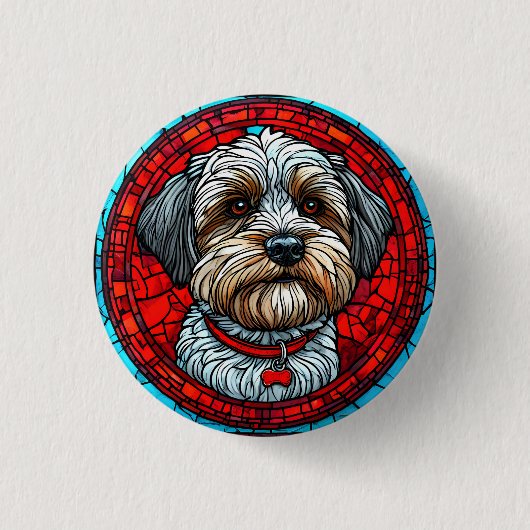 Hund gesteinigte Glaskunst Button (Vorderseite)
