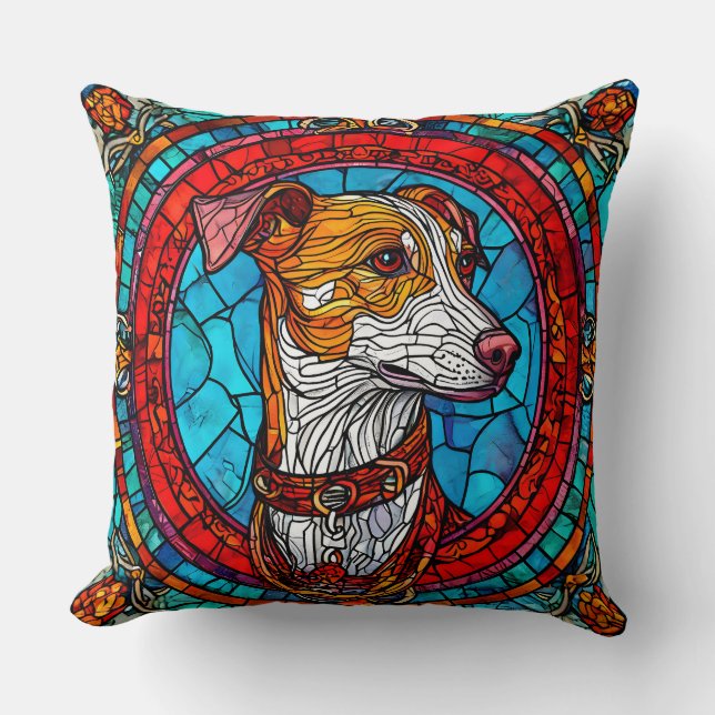Hund gesteinigte Glaskunst Kissen (Vorderseite)
