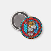 Hund gesteinigte Glaskunst Magnet (Vorderseite/Rückseite)