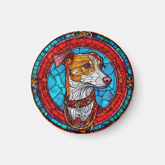 Hund gesteinigte Glaskunst Magnet (Vorne)