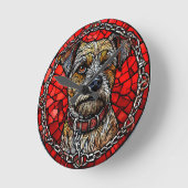 Hund gesteinigte Glaskunst Runde Wanduhr (Winkel)