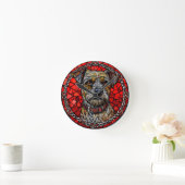 Hund gesteinigte Glaskunst Runde Wanduhr (Zuhause)