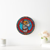 Hund gesteinigte Glaskunst Runde Wanduhr (Zuhause)