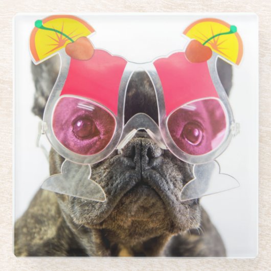 Hund Getty Bild-| mit Cocktail-Gläsern Glasuntersetzer (Vorderseite)