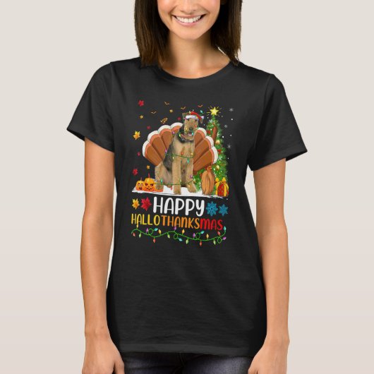 Hund   Glücklicher Airedale Terrier Hund Hellothan T-Shirt (Vorderseite)