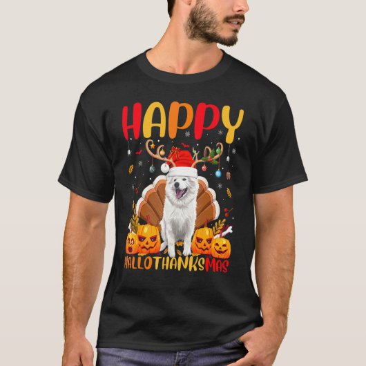 Hund Glücklicher Amerikanischer Eskimo-Hund Hell T-Shirt (Vorderseite)