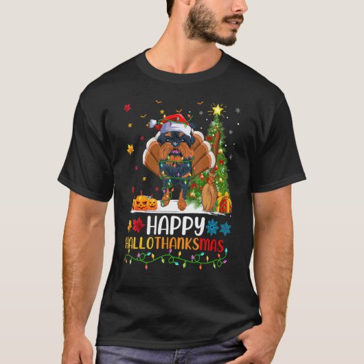 Hund Glücklicher Brussels Griffon Hund Helloth T-Shirt (Vorderseite)