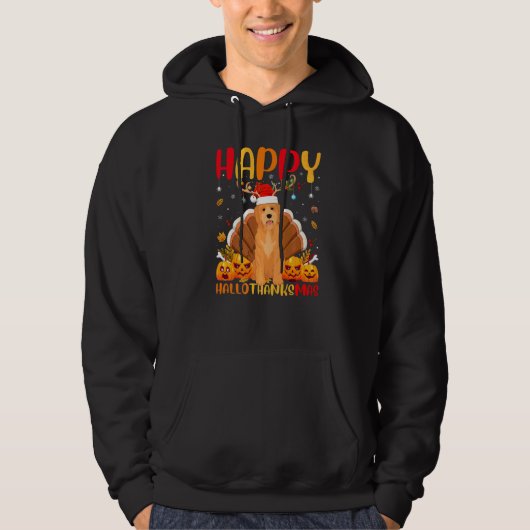Hund  Glücklicher Goldendoodle-Hund Hellothanksmas Hoodie (Vorderseite)