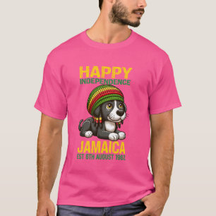 Hund, glücklicher Unabhängigkeitstag Jamaika Est.  T-Shirt