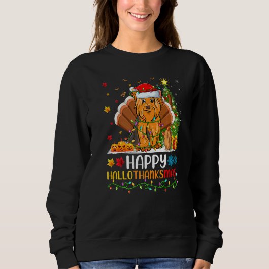 Hund Glücklicher Yorkshire Terrier Hund Hellotha Sweatshirt (Vorderseite)