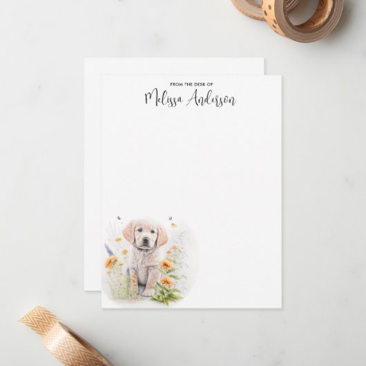 Hund Golden Retriever Moderne Wasserfarbe Mitteilungskarte (Vorderseite/Rückseite Beispiel)