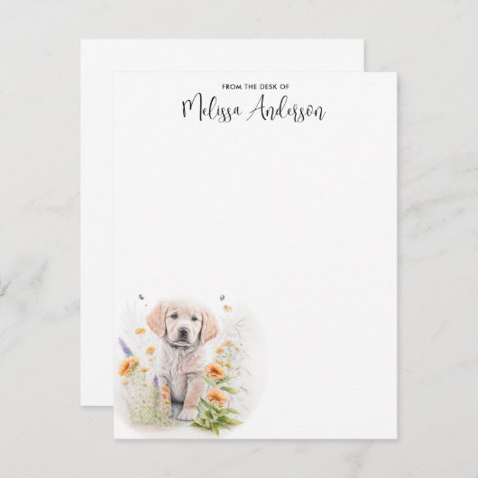 Hund Golden Retriever Moderne Wasserfarbe Mitteilungskarte (Vorne/Hinten)