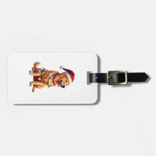 Hund Golden Retriever Santa Weihnachten Xmas Licht Gepäckanhänger