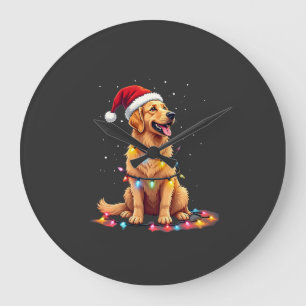 Hund Golden Retriever Santa Weihnachten Xmas Licht Große Wanduhr