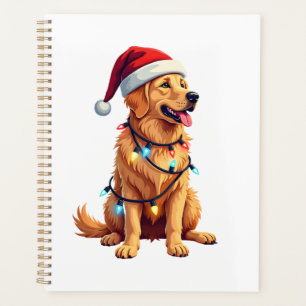 Hund Golden Retriever Santa Weihnachten Xmas Licht Planer