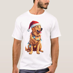 Hund Golden Retriever Weihnachtsmann Christmas Xma T-Shirt