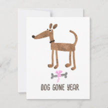 Hund Gone Year Funny Card