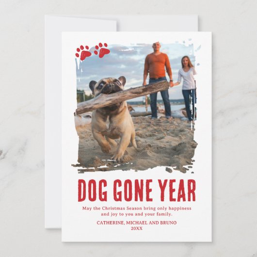 Hund Gone Year Red Foto Weihnachten (Vorderseite)