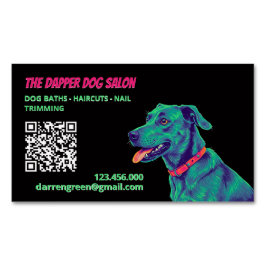 🎀 Hund Groomer Dog QR Magnetische Visitenkarte