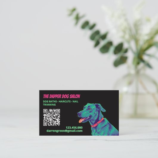 ✂️ Hund Groomer Dog QR Visitenkarte (Stehend Vorderseite)